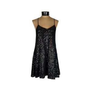 Pearl Georgina Chapman of Marchesa Sequin Trapeze Mini Dress Size 10 Black NWT